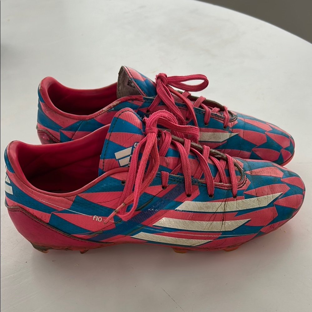 Adidas Boys F10 Pink and Blue Soccer Cleats